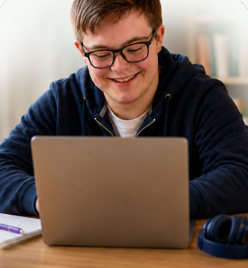 Estudiante de English For Us aprendiendo con su ordenador portátil